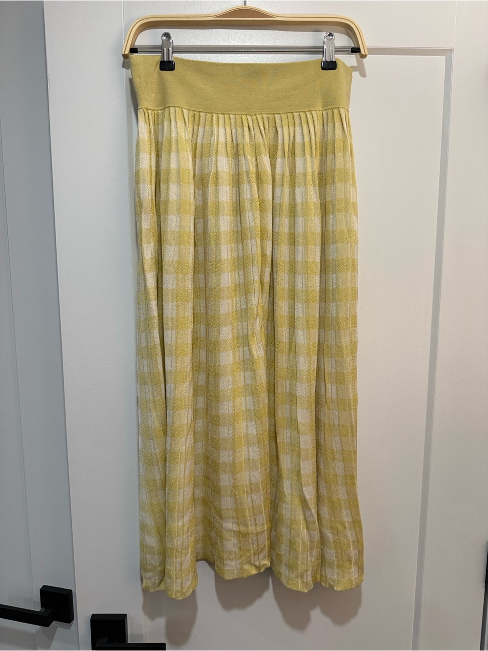 Everlane Yellow and White Gingham Knit Maxi Skirt